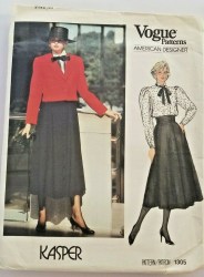1309 VOGUE KASPER PANEL JACKET, LONG FLARE GORED SKIRT, BLOUSE PATTERN 10 UNCUT